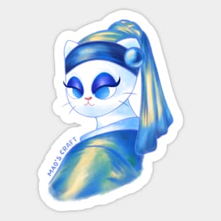 Cat with a Pearl Earring Sticker